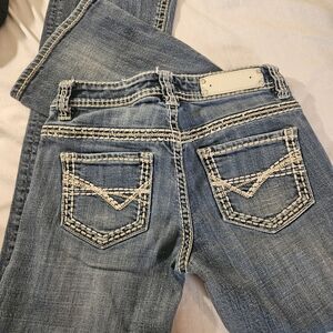 Classic Blue Boot Cut Women's Jeans with Embroidered Details